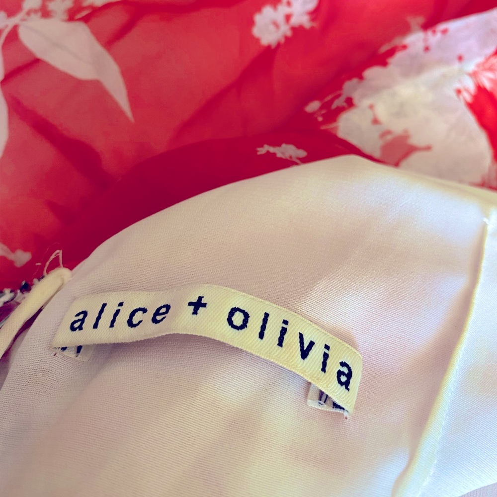 Alice + Olivia Floral Ruffle Maxi Dress in White and Pink - Picture 5 of 9